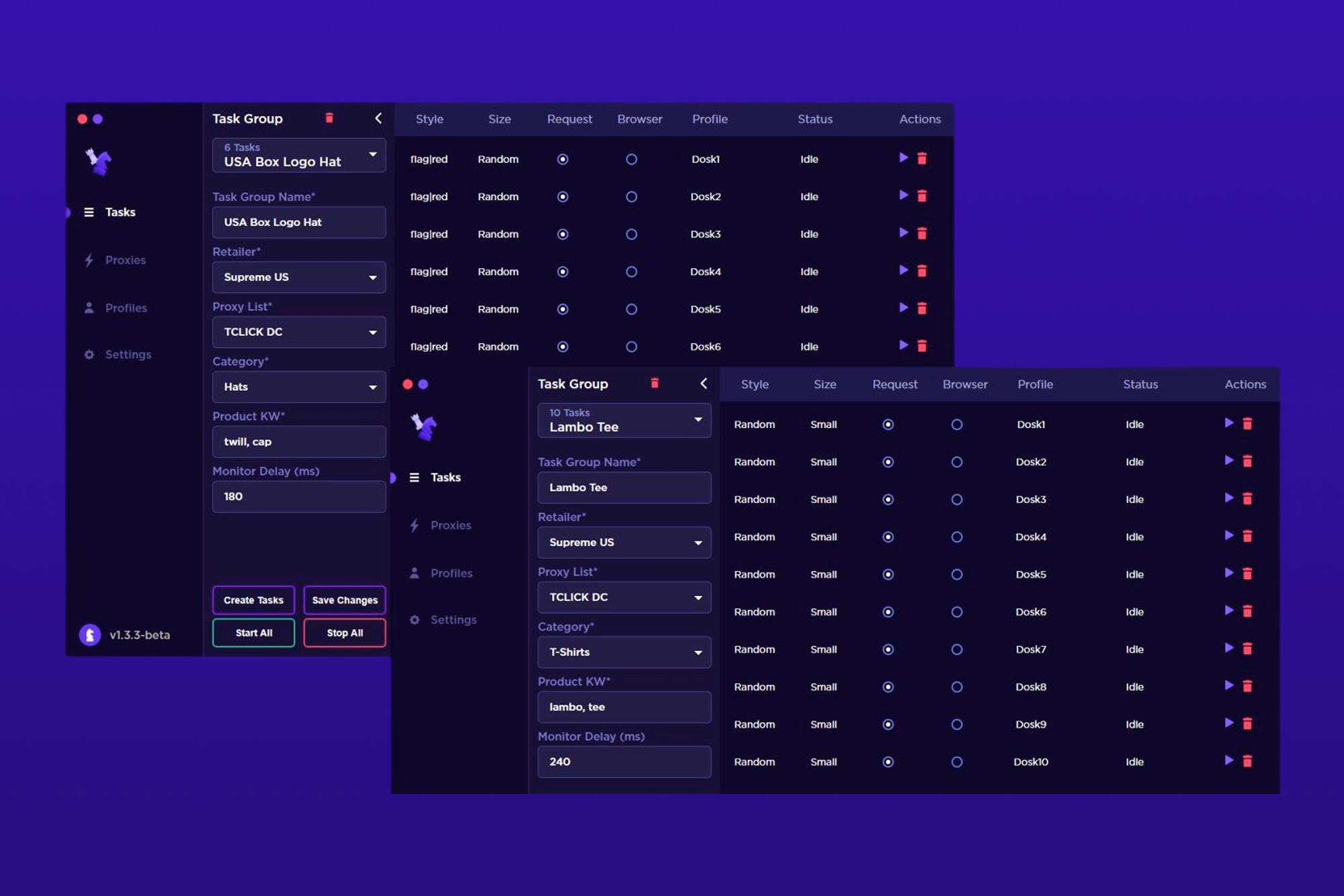 Kinesis screenshots