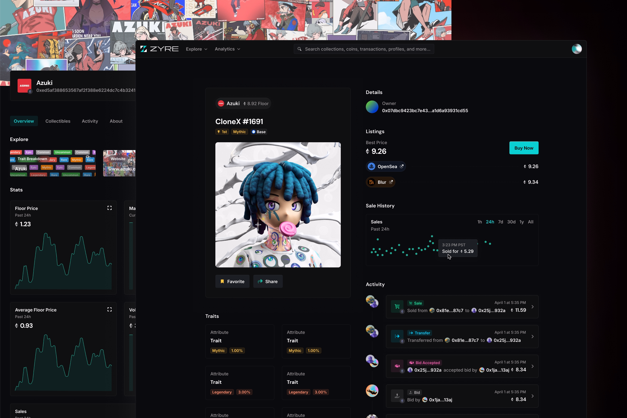 Zyre NFTs screenshots